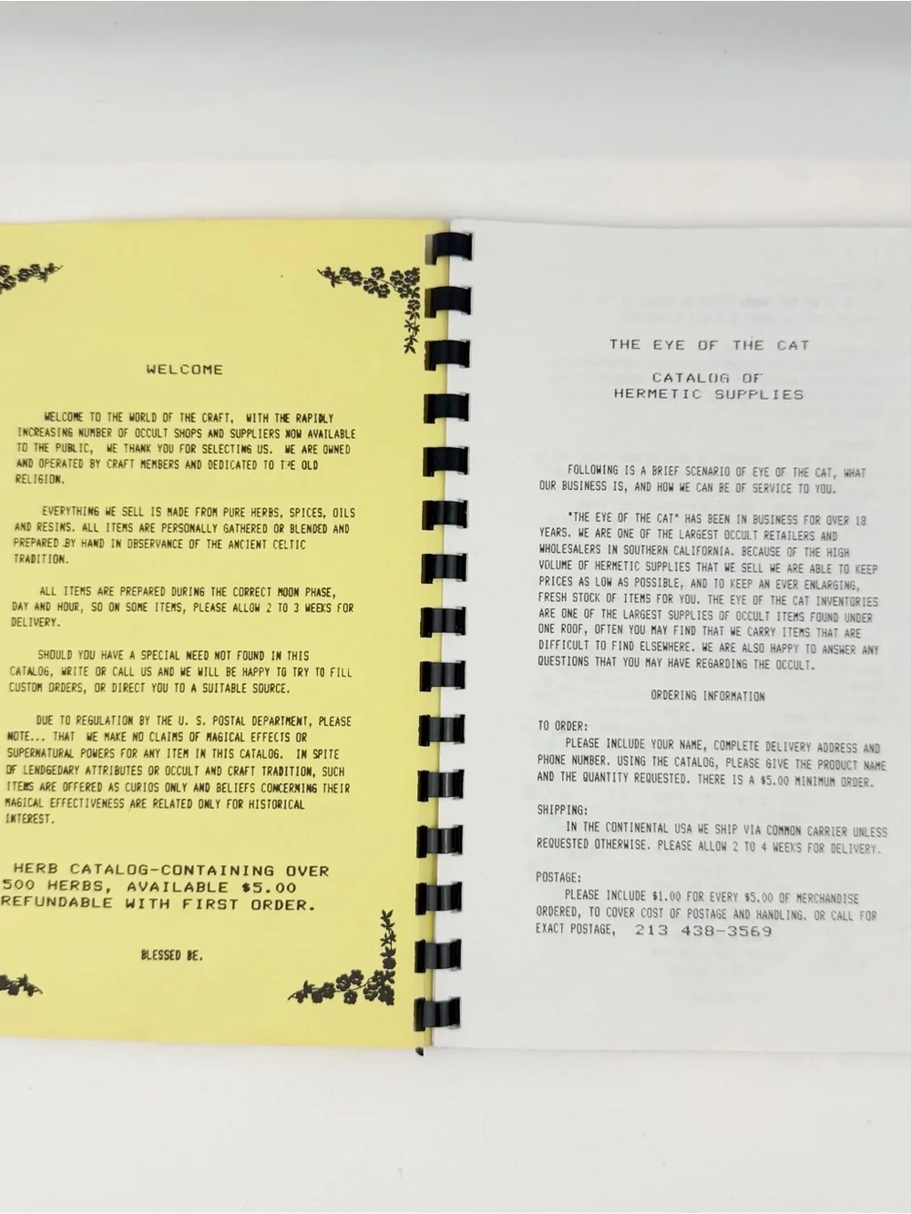 1991 Eye of the Cat Hermetic Supplies Catalog Vtg Occult Pagan Wiccan Magic Book
